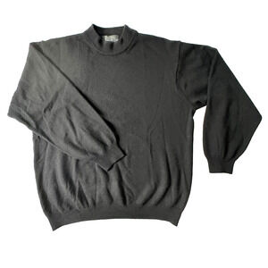 Toscano 100% Extrafine Merino Wool Mock Neck Sweater Mens L Black Made in Italy